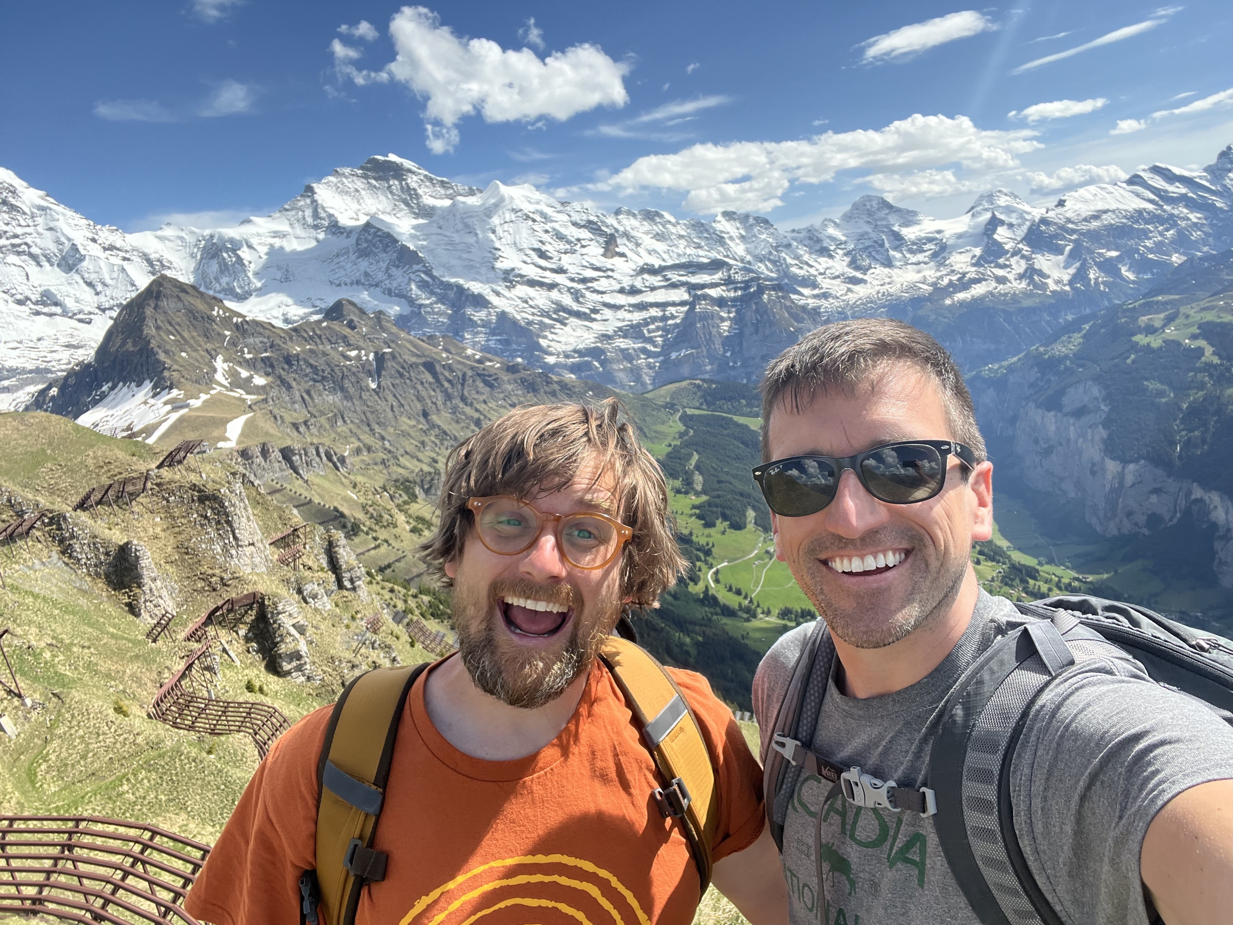 Brad and Ian Frost with Swiss Alps behind